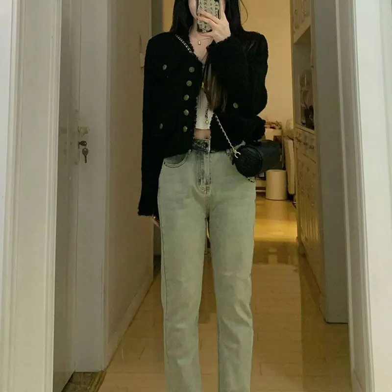 Commute Socialite V-Neck Jackets Spring Autumn Aura Fashion Tassel Pockets Spliced Female Clothing Solid Color Basic Short Coats