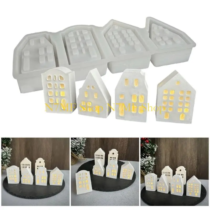 

N7MF Silicone Mold for 4 House Decoration Light Mold Jewelry Tool