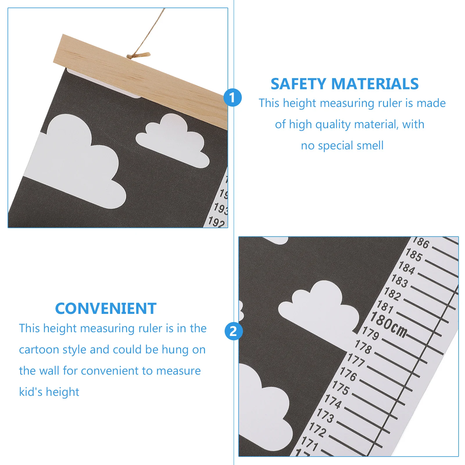 

Durable Height Measuring Tool Cartoon Style Wall Hanging Waterproof No Special Smell Height Measuring Ruler Wall-Hanging Ruler