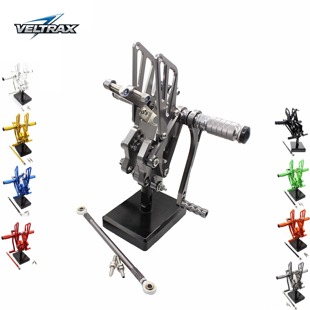 Veltrax For Kawasaki ZX6R Motorcycle CNC Aluminum Foot Pegs Footrest Rearset Footpeg Foot Controls