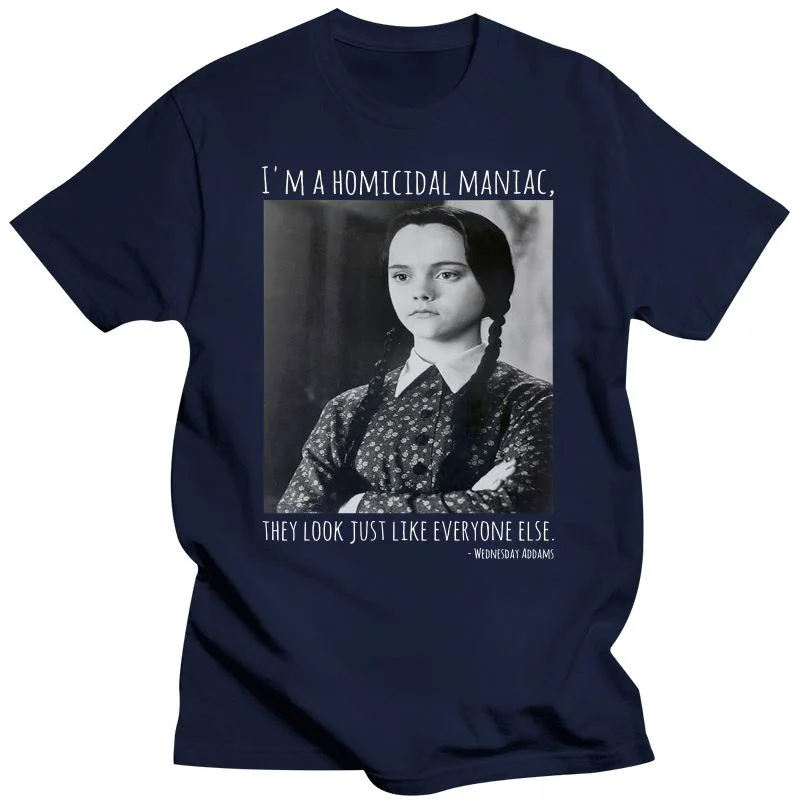 Batch1 Wednesday Addams Homicidal Maniac Halloween Fancy Dress Womens T-Shirt Big Tall Tee Shirt Streetwear