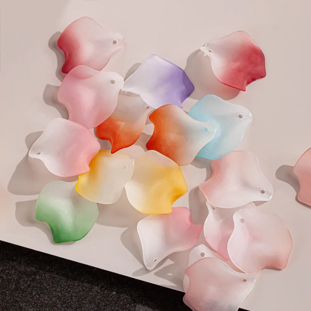 10pcs Acrylic Multicolors Petal Flower Beads Resin Charms Pendant DIY Jewelry Making Accessories Fashion Handmade Components