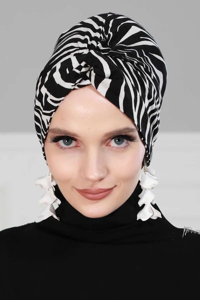 Mihrace Penye Bone Zebra Patroon