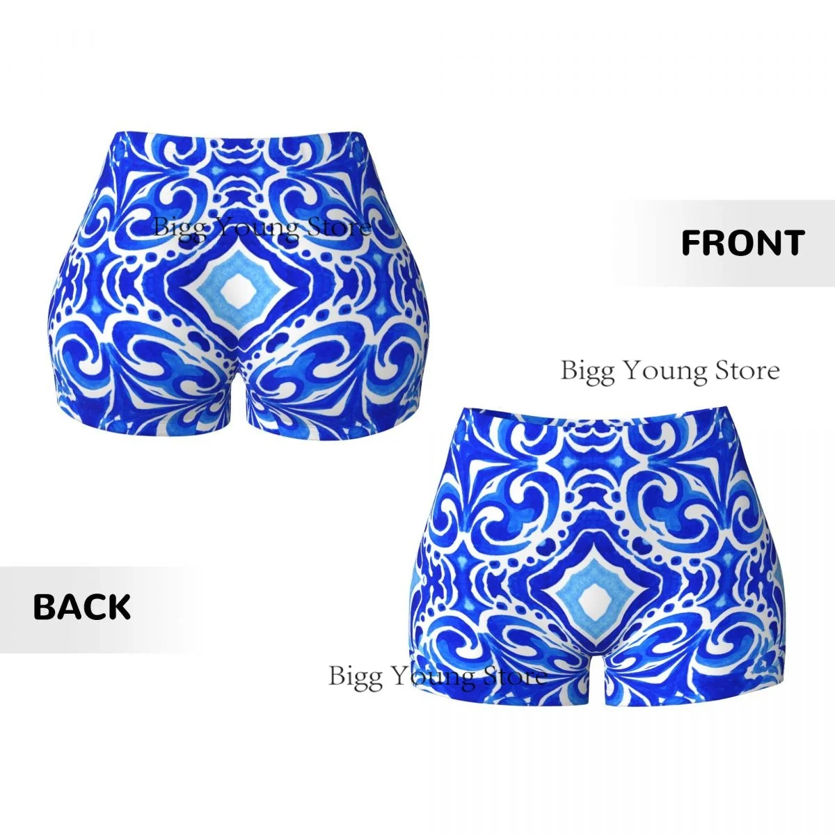 الغنيمة السراويل مثير ضيق الورك السراويل الرياضية مجردة الأزرق الأبيض مرسومة باليد ميدالية اللياقة البدنية المرأة مريحة اليوغا السراويل #4