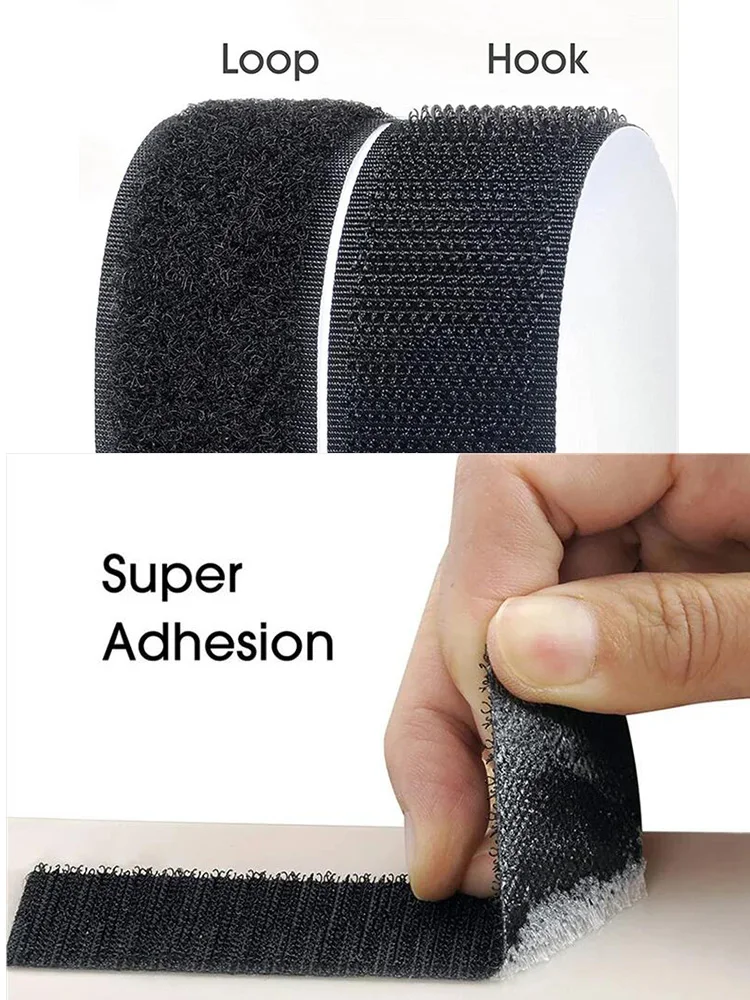 Herbruikbare Magische Nylon Sticker Tape Zelfklevende Extra Sterke Dubbele Zijstrip Met Lijm Pad Pluizige Haak En Lus Bevestigingsriem - afbeelding 2