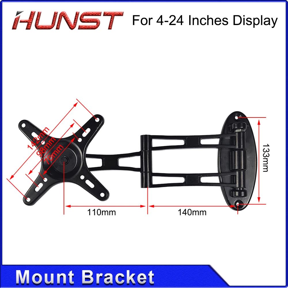 HUNST TV Display Mount Bracket Black 160*160mm for 4-24 Inches Display & Laser Marking Machine Monitor Stand