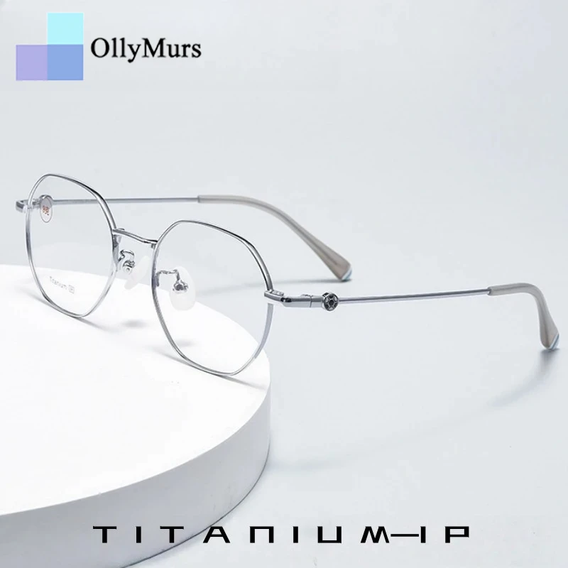 

OLLYMURS Ultralight 9g Titanium Alloy Teenager Boy and Girl Student Glasses Retro Optical Prescription Eyeglasses Frame T1018F