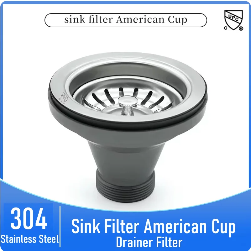 

Фильтр для раковины, американская чашка, слив для кухонной раковины, 110 мм/114 мм, пробка для раковины из нержавеющей стали с переливом или прямой трубой