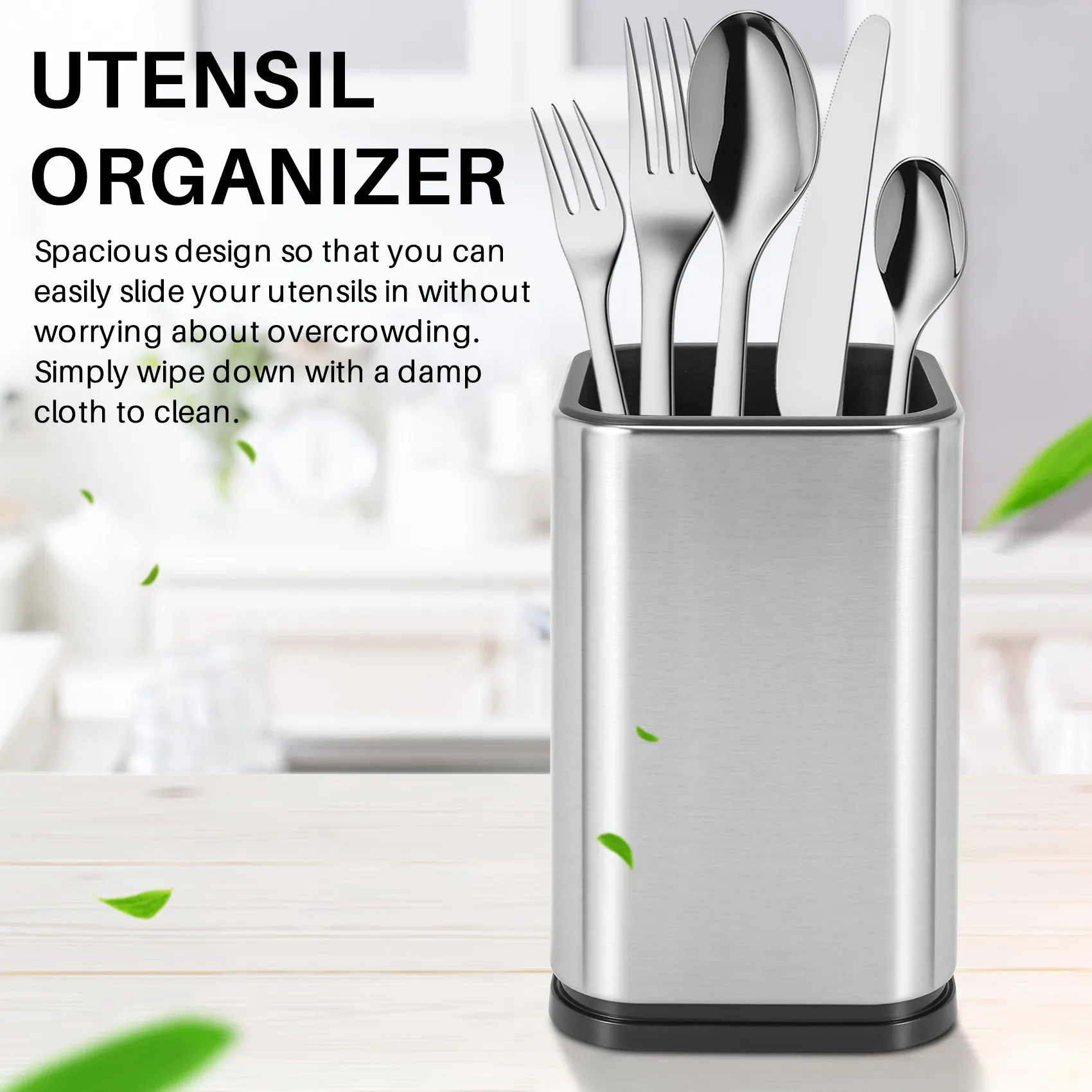 

Stainless Steel Kitchen Utensil Holder, Modern Rectangular ,17X11cm