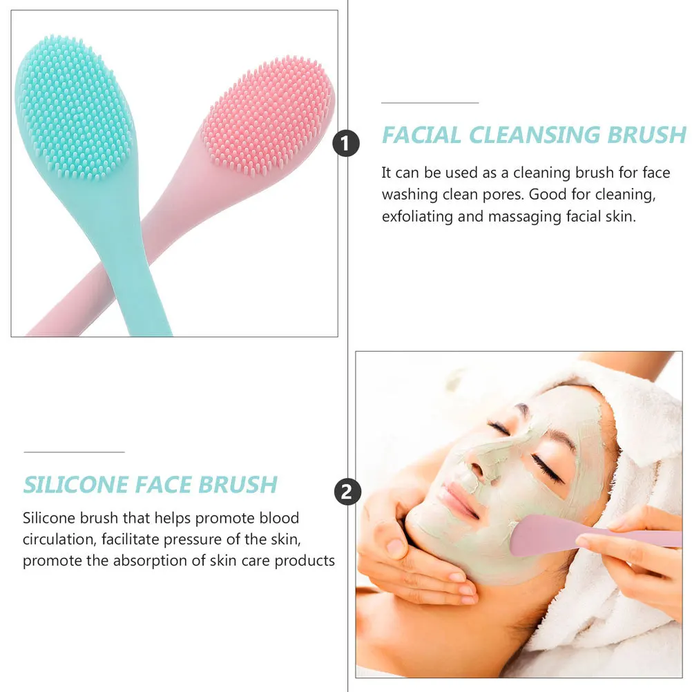 2 قطعة فرشاة تنظيف الوجه المزدوجة الرأس سيليكون منظف الوجه منظف المسام العميقة التقشير مدلك أداة العناية بالبشرة