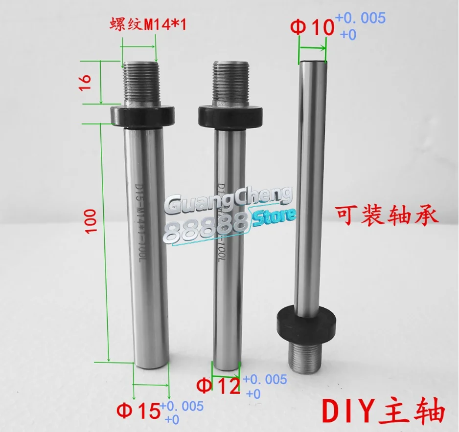 OD10mm/12mm/15mm M14x1mm M14  Spindle Shaft for Mini Lathe Chuck Cartridge K01-65 K02-65 K02-50 K01-63B DIY Wood Lathe Headstock