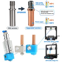 Upgrade Titanium/Copper Bimetal Heat Break + Plated Copper Heat Block + 0.4mm Nozzle for Anycubic MegaS/Vyper/Mega Pro