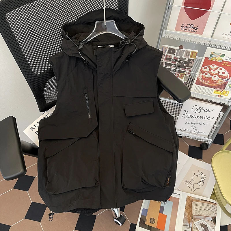 

Мужской жилет свободного кроя в американском стиле, летняя уличная одежда, повседневная модная рабочая одежда, молодежная дышащая верхняя одежда