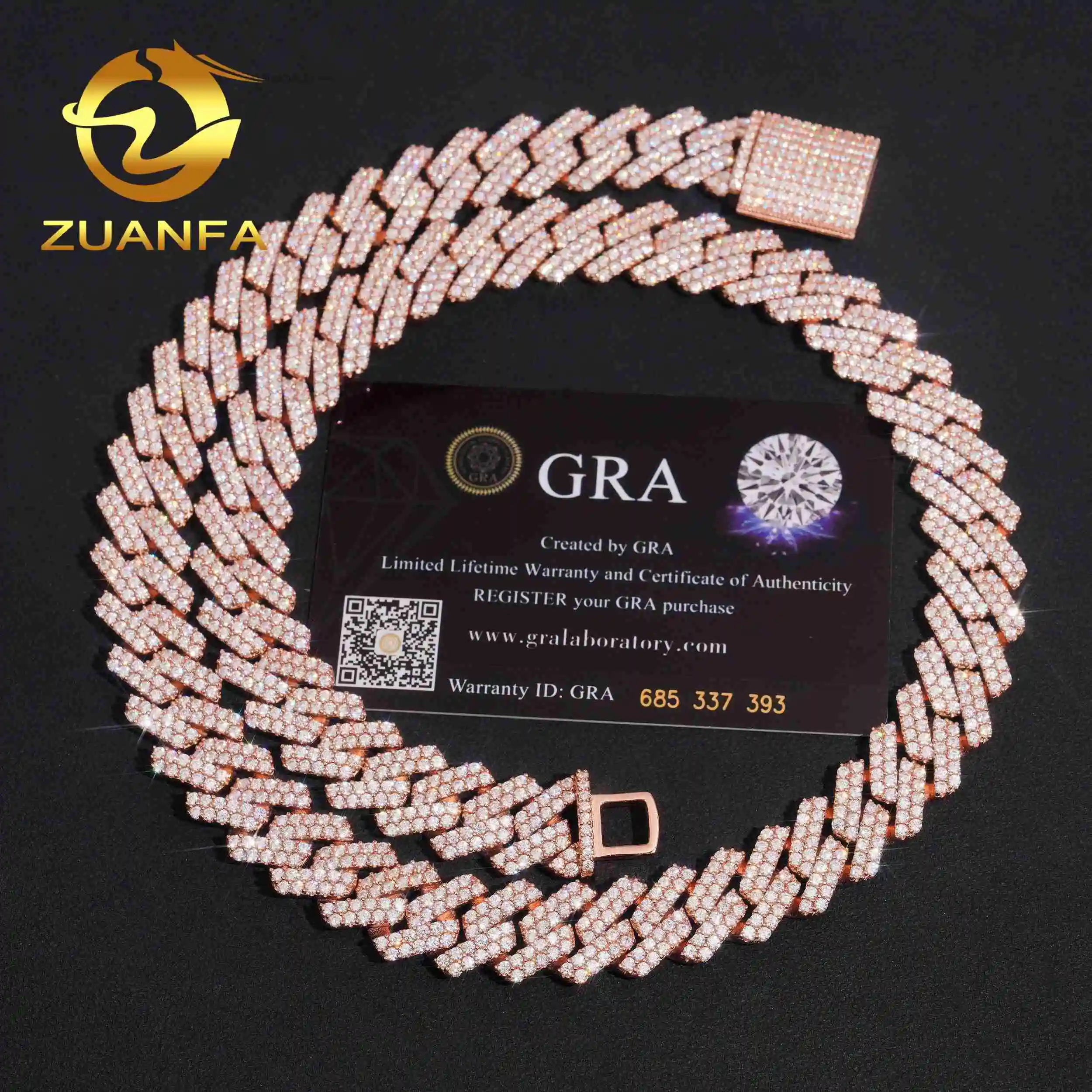 925 Silver Hip Hop Jewelry 15mm Moissanite Cuban Link Chain Iced Out Cuban Bracelet Chain Pass Diamond Tester，