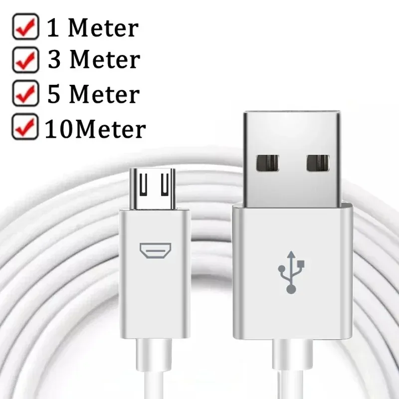 Câble de données de charge rapide micro USB extra long, Samsung, Xiaomi, Android, moniteur de caméra du matin, banque d\'alimentation, 10 m, 1m