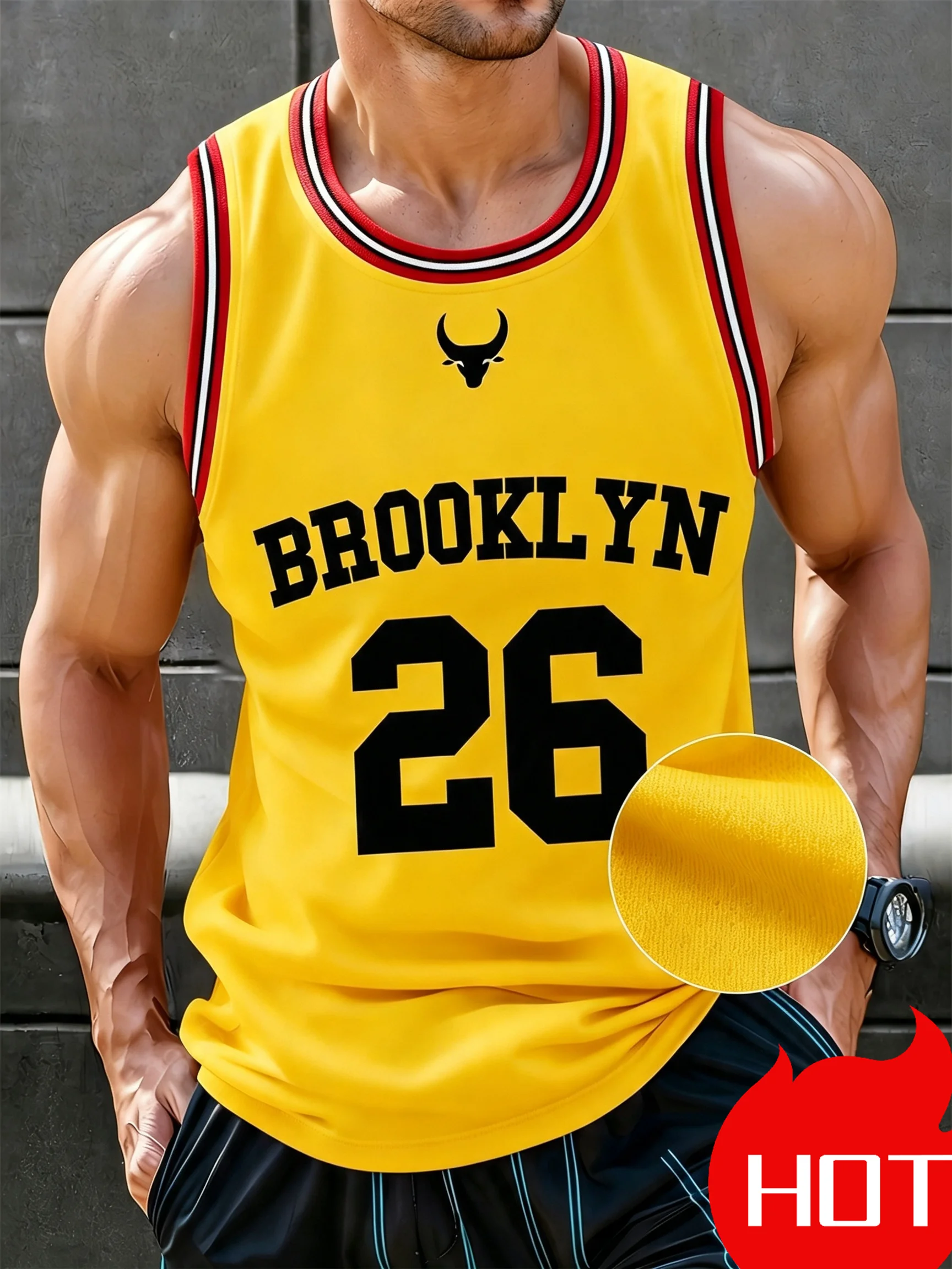 Basketball Brooklyn No.26 O-Neck Vest Loose Quick Drying Fabric Outdoor Fitness Training Casual Sleeveless Summer Men's Clothing