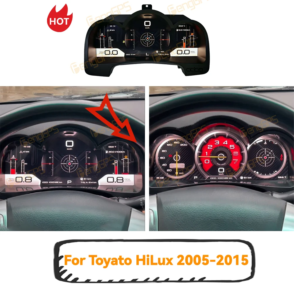 

Новый кластер приборной панели автомобиля для Toyato HiLux 2005-2015, спидометр, приборная панель, цифровой прибор, автомобильное воспроизведение, обновление OTA, Linux