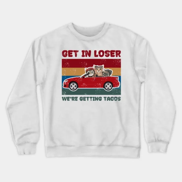 

Autumn and Winter Style Cat - Adventure - Humor Sweatshirt, "Taco Trip" Cat Graphic for A Trendy and Witty Look