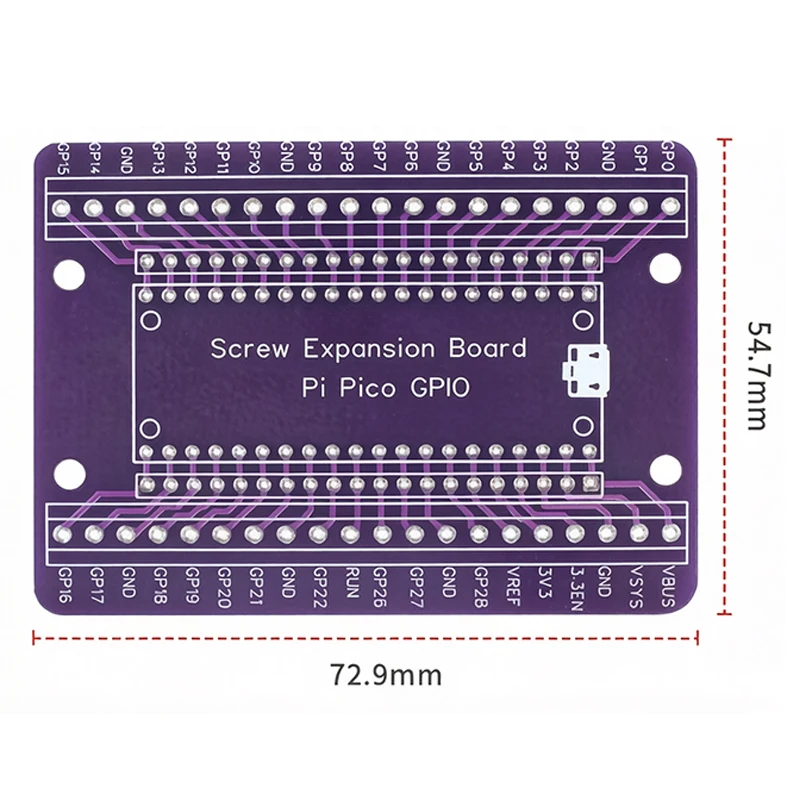 Płytka rozszerzeń z terminalami śrubowymi do Raspberry Pi Pico, moduł GPIO, fioletowa płytka PCB, adapter, opcja montażu na lutowane lub luźne elementy. — zdjęcie produktu 2
