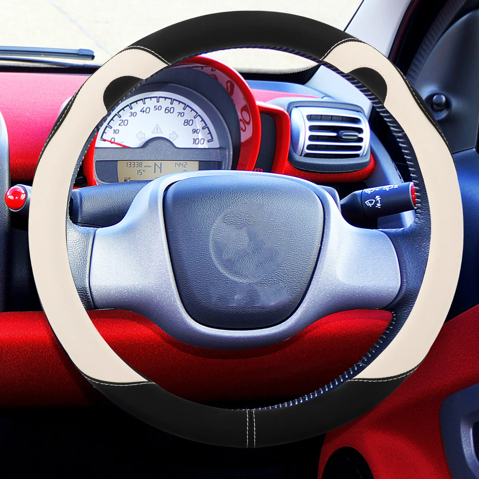 

Non Slip Cooling Steering Wheel Cover PU Soft Stretch Fabric Universal Car Interior Accessory Driving Steering Cover