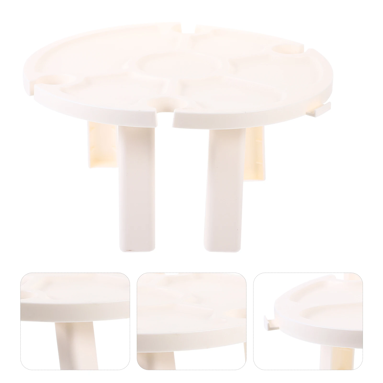 

Plastic Folding Table Snacks Glass Holder White Portable Picnic Beach Garden Camping Outdoor Foldable Table
