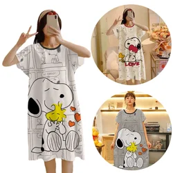 Snoopy-Camisón holgado de gran tamaño para mujer, vestido de dormir con cuello redondo, ropa de dormir, pijamas, ropa de casa para niña, regalos