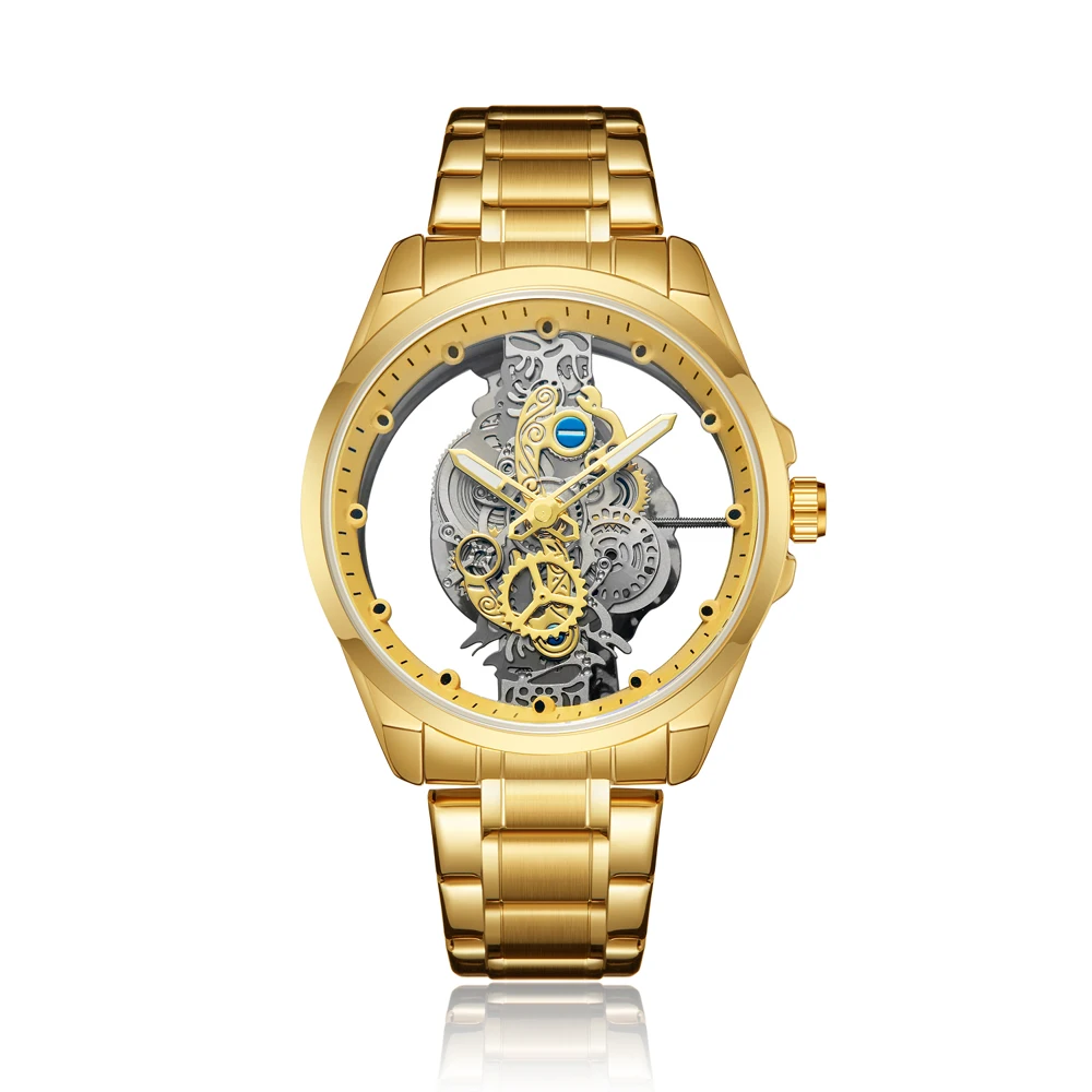 Orologio meccanico da uomo con orologio automatico scheletro per orologio da polso da uomo orologio da uomo impermeabile di lusso in oro DROPSHIPPING montre homme