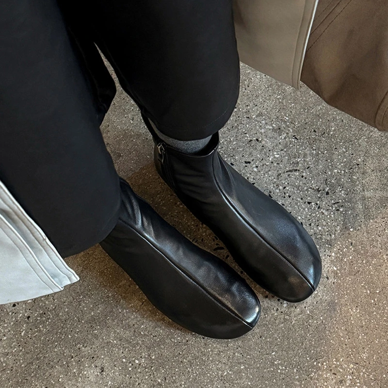NEW Autumn Women Boots Sheep Suede/Genuine Leather Shoes Women Round Toe Height Increasing Shoes Zip Modern Boots Female Shoes