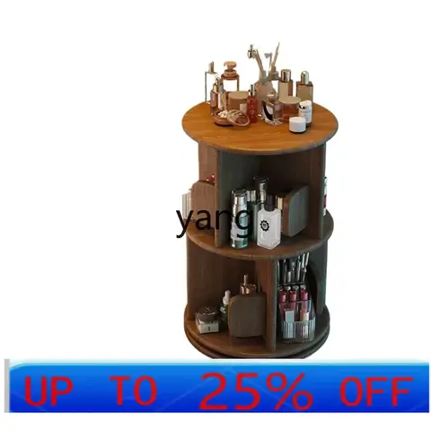 LMM rotating cosmetics shelf bay window bookshelf small bookcase solid wood comic storage rack