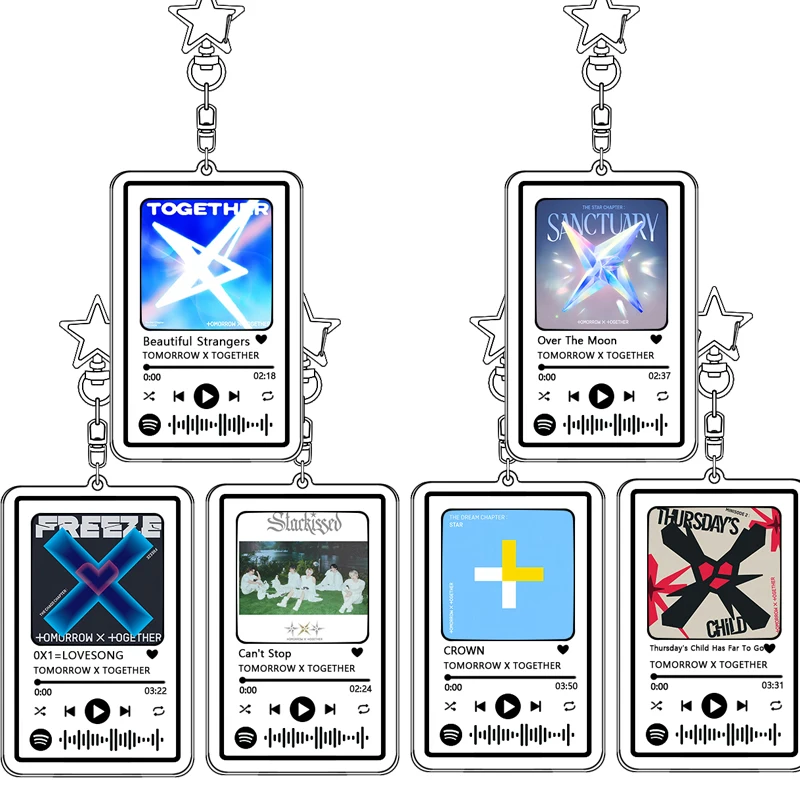 Popular Boy Band Txt música canción ídolo creatividad llavero lindo QR código escaneo paquete portátil decoración estrella llavero regalo del Festival