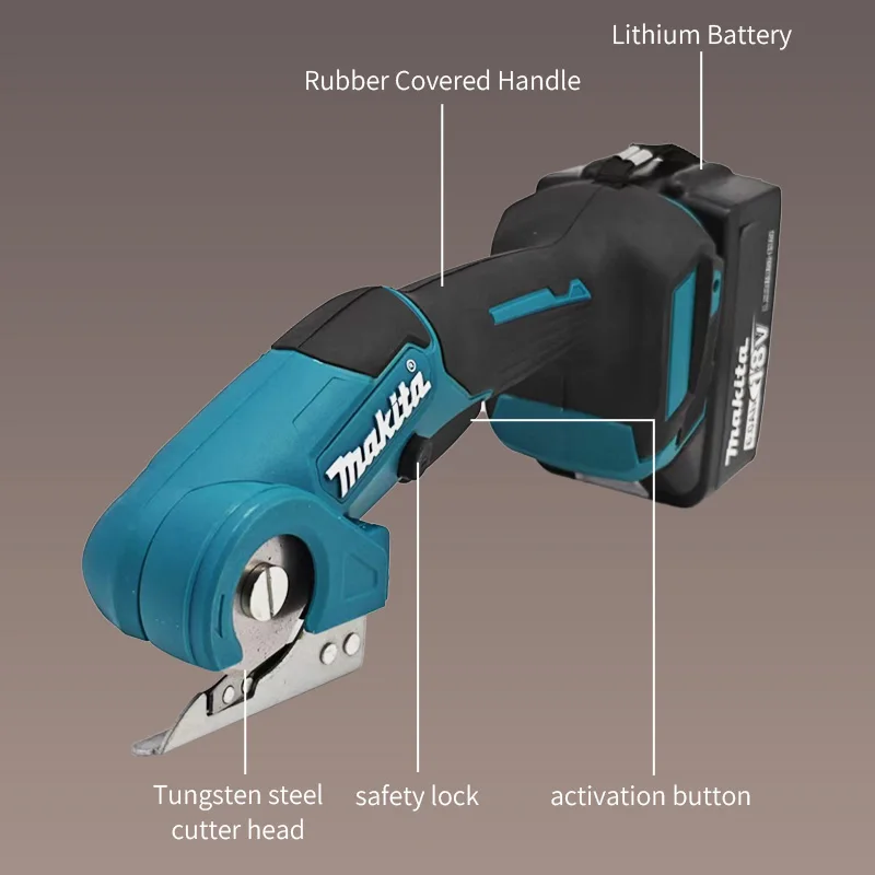 Cordless Electric Scissors for Makita 18V Battery, Multi-Function Carpet Pruner, Round Knife, Cloth Cutter, Bare Tool Kit