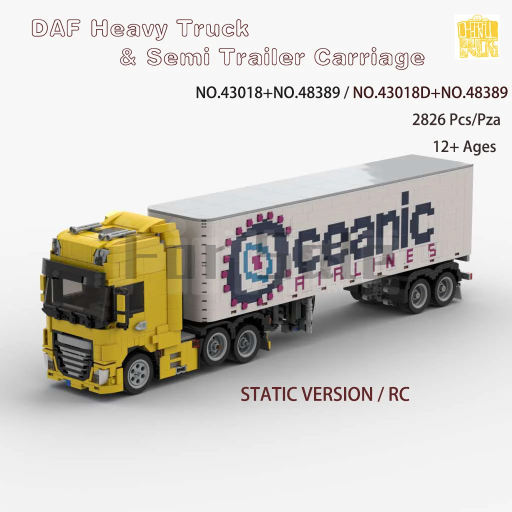 

Moc-43018 Heavy Truck & Moc-48389 Semi Trailer Carriage Model With PDF Drawings Building Blocks Brick DIY Toy Christmas Gift