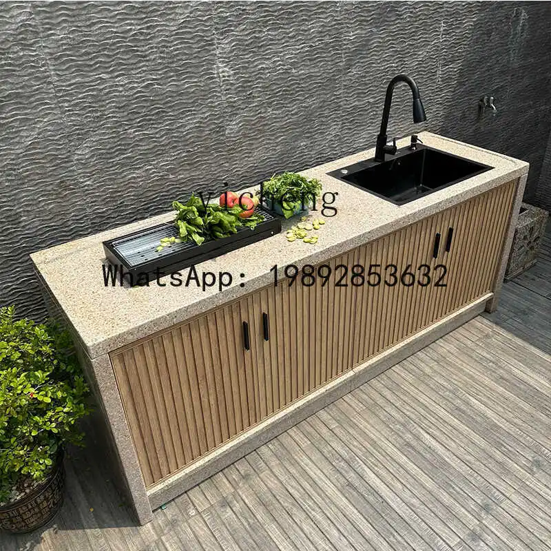 Marble Vegetable Sink Courtyard Garden Wash Basin Cabinet Combination Villa Outdoor Water Bar Island