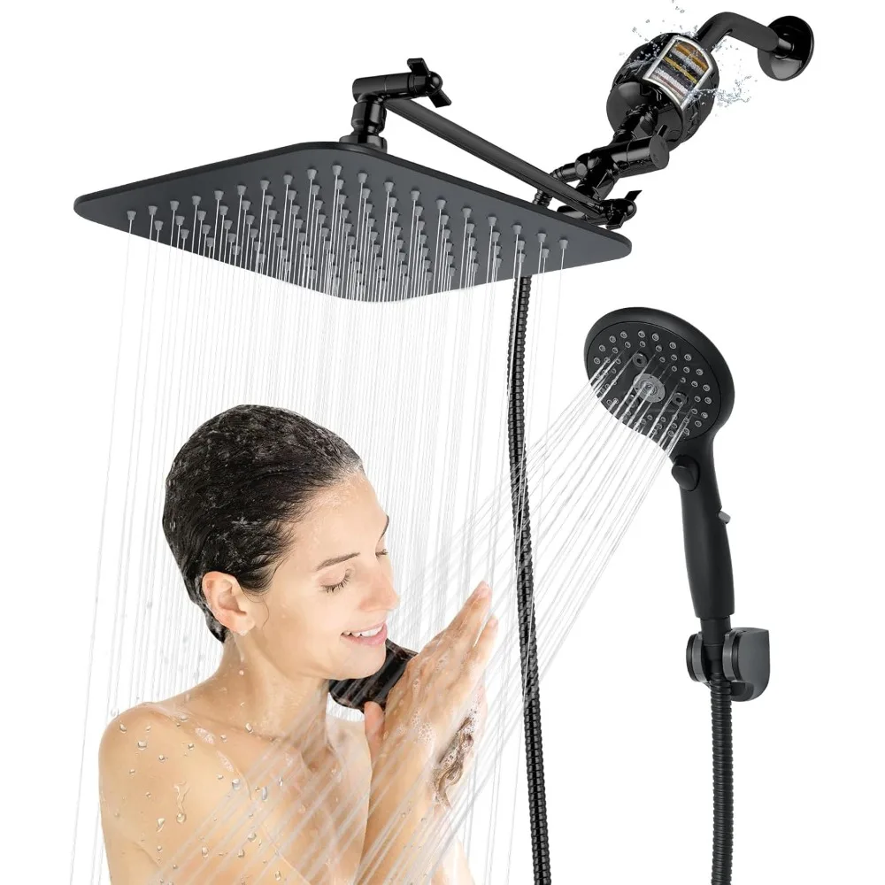 

Dual 20 Stage Filtered Shower Head with Handheld, 6 Spray Settings Handheld Shower Head High Pressure Rainfall Filter Combo