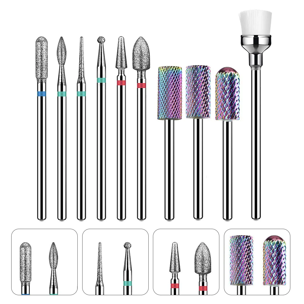 Juego de brocas para manicura, kit de limpieza de 10 piezas, herramientas de amoladora de pulido colorido