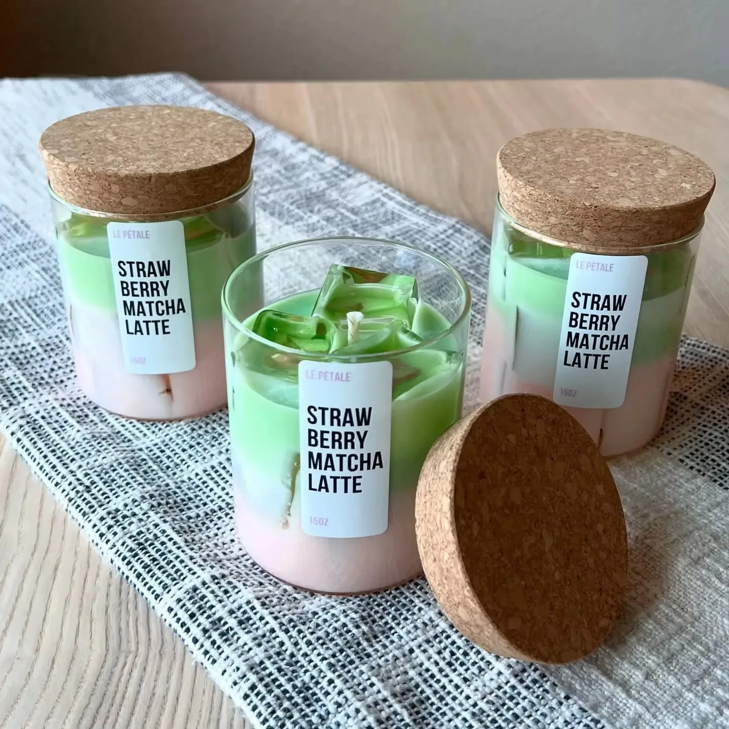 

Matcha Iced Coffee Scented Candle Glass Jelly Wax Home Festival Decoration Fragrance Candle Jar