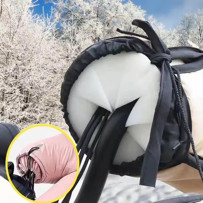 360° Cycle Motorcycle Handlebar Windproof Cotton Wavy Bike Hand Handlebar Cover Wind Block Spong Protector Winter Outdoor Riding - Image 5