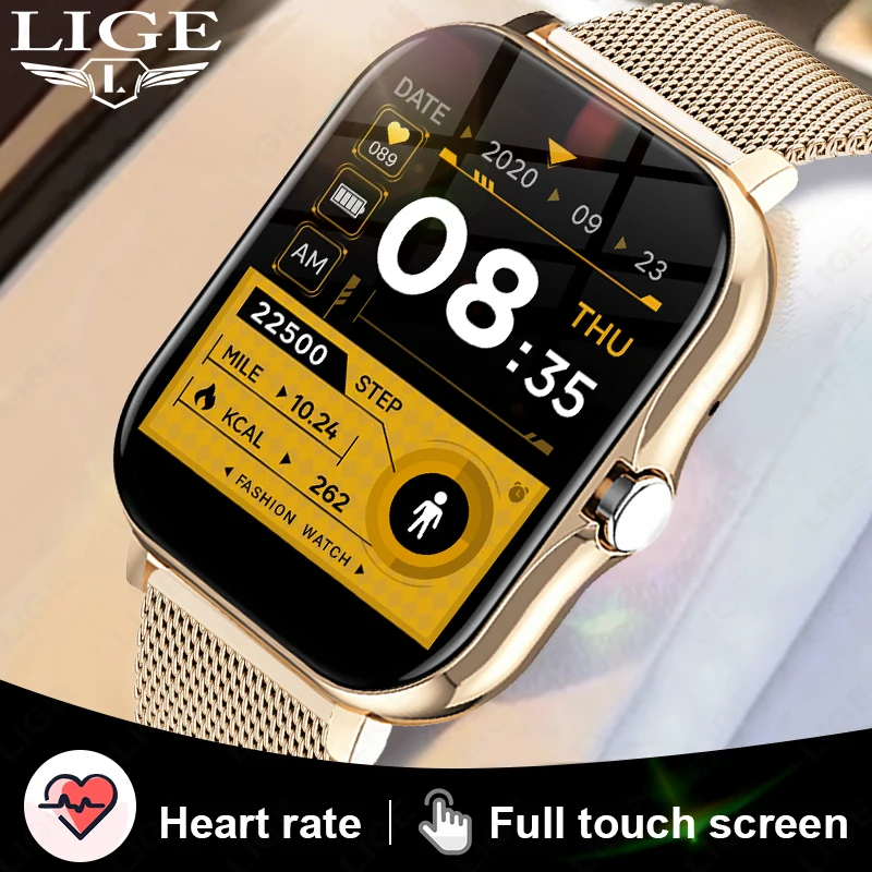 

LIGE Fashion Smart Watch Women Bluetooth Call Full Touch Screen Custom Dial Sport Fitness Tracker Men Smartwatch For Android IOS