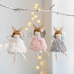 Cute Plush Antler Angel Girl Pendant Christmas Tree Pendant Decoration Natal Noel Decorated Christmas Decorations 2024