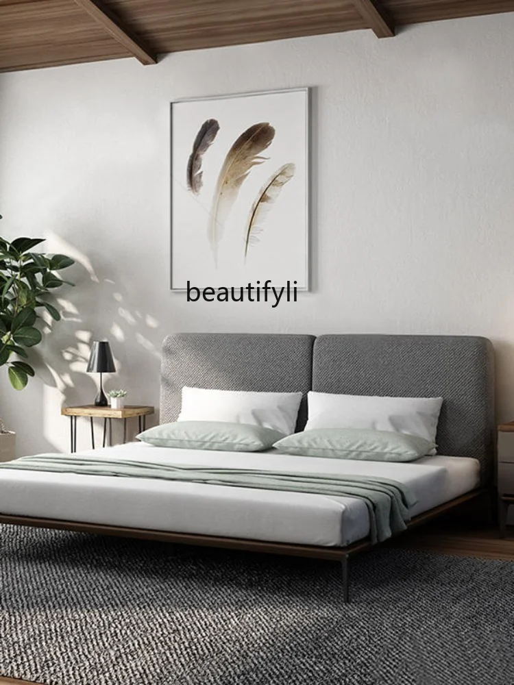 Nordic Fabric Bed Modern Minimalist Master Bedroom Double Bed Minimalist Bed Bedroom