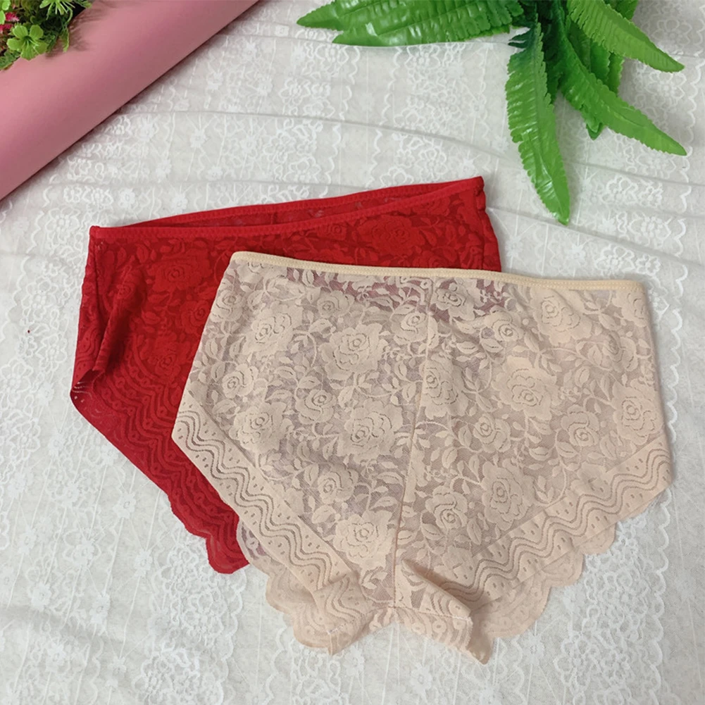 Sexy See Through Lace Briefs Sissy Thin Underpants Breathable Underwear Transprent Panties Gay Sheer Lingerie Net Yarn Knickers