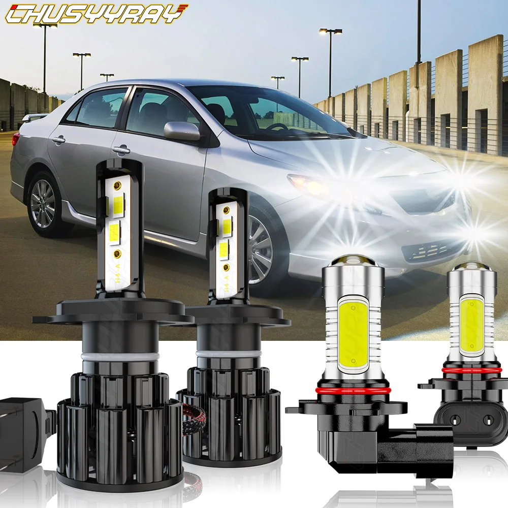 Chusyray Compatibel Voor Toyota Echo 2003-2005 4x Led Koplamp Groot-Dimlicht Mistlampen Combo Kit 6000K Auto Accessories