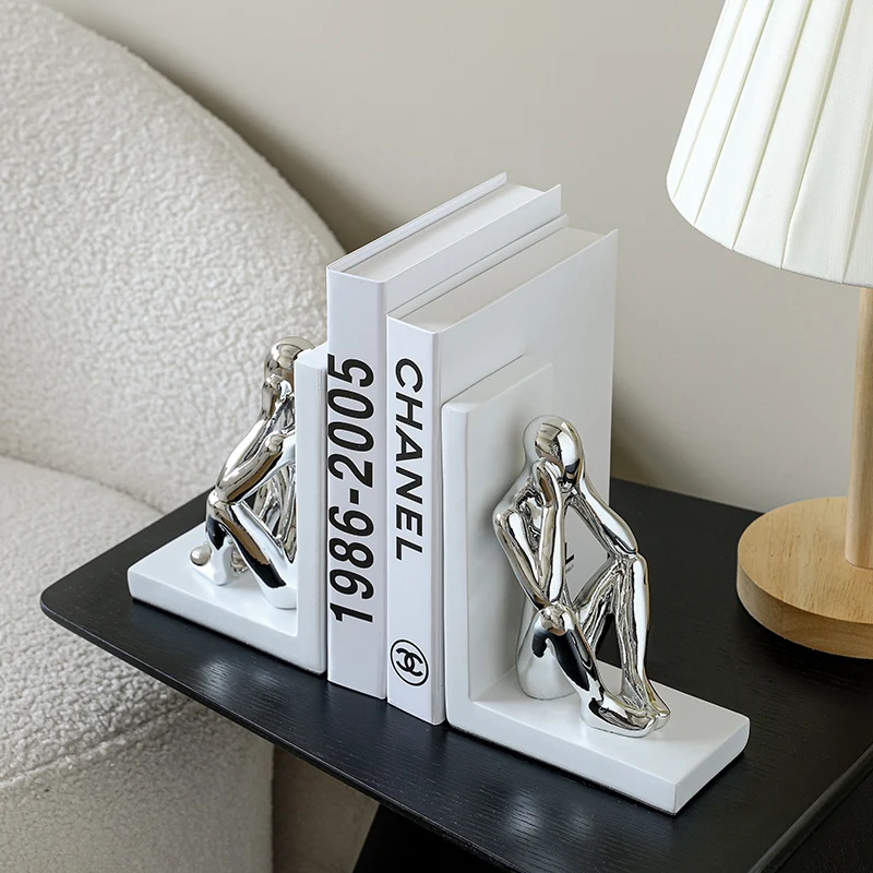 Hot Selling Ceramic Decor Plating File Customized Bookends Art Character Statues Modern Bookend