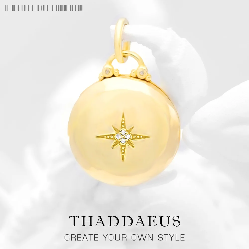 

Pendant Round Medaillon With Star Locket Brand New 925 Sterling Silver Jewelry Europe Accessorie Gift For Woman Men