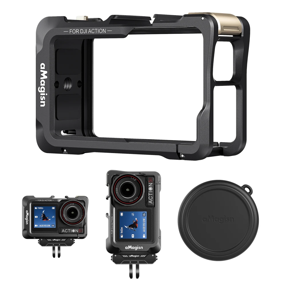 

Для DJI Action5Pro/4/3 металлический корпус премиум-класса, горизонтальная и вертикальная защитная рамка для съемки