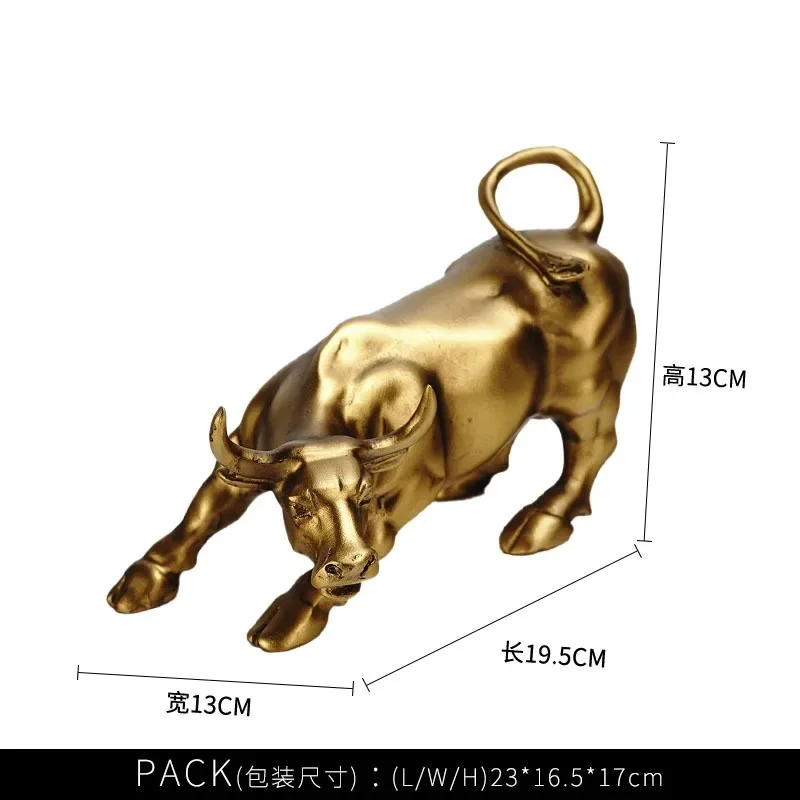 Brass Bull Wall Street Cattle Sculpture Copper Cow Statue Mascot Exquisite Crafts Ornament Office Decoration Business Gift