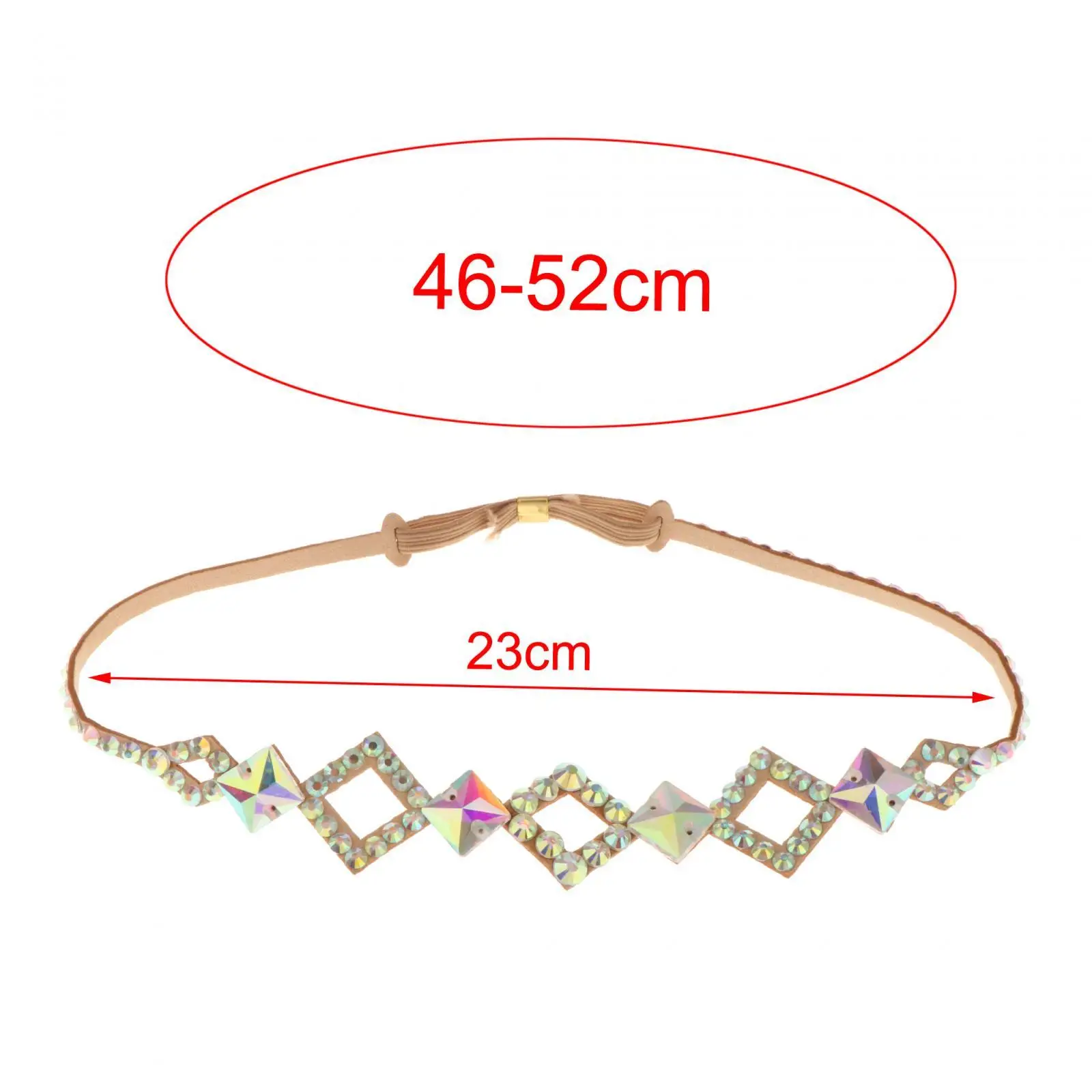 Tocados para danza del vientre, tocado para frente de longitud ajustable con diamantes de imitación para