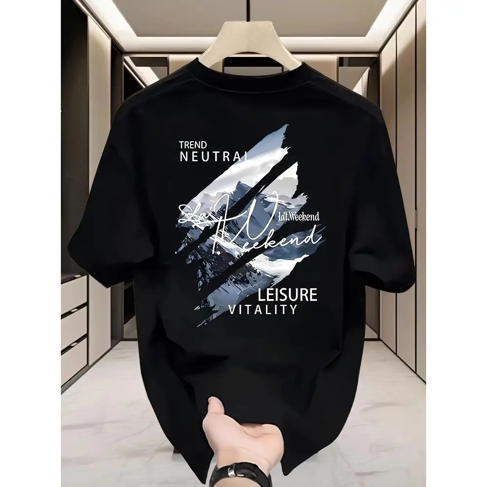 220g Heavyweight Men 100% Cotton T-Shirt Short Sleeve Round Neck Casual All Season Machine Washable Gift Summer Fashion