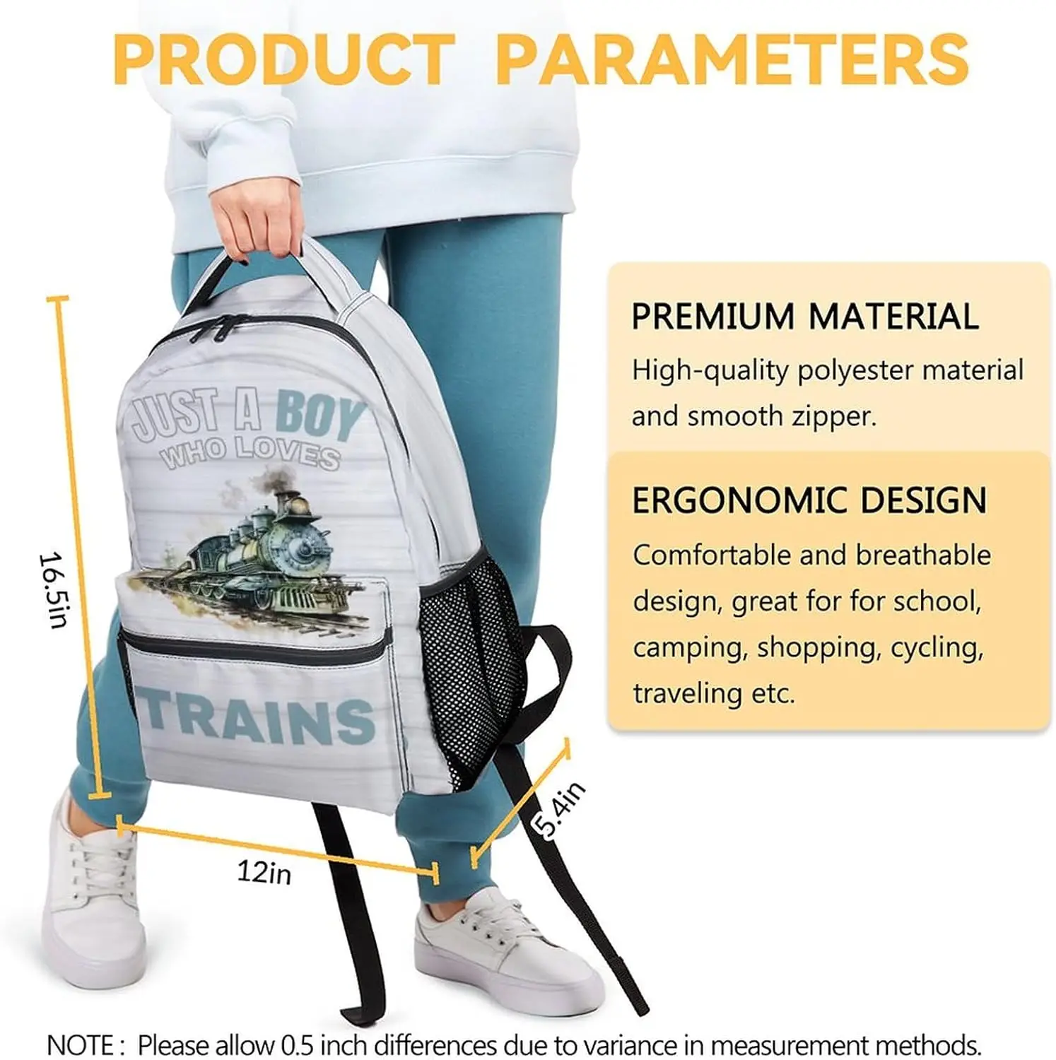 Zug-Schulrucksack für Kinder, 16-Zoll-blaue Rucksäcke für Jungen, Cartoon, langlebig, leicht