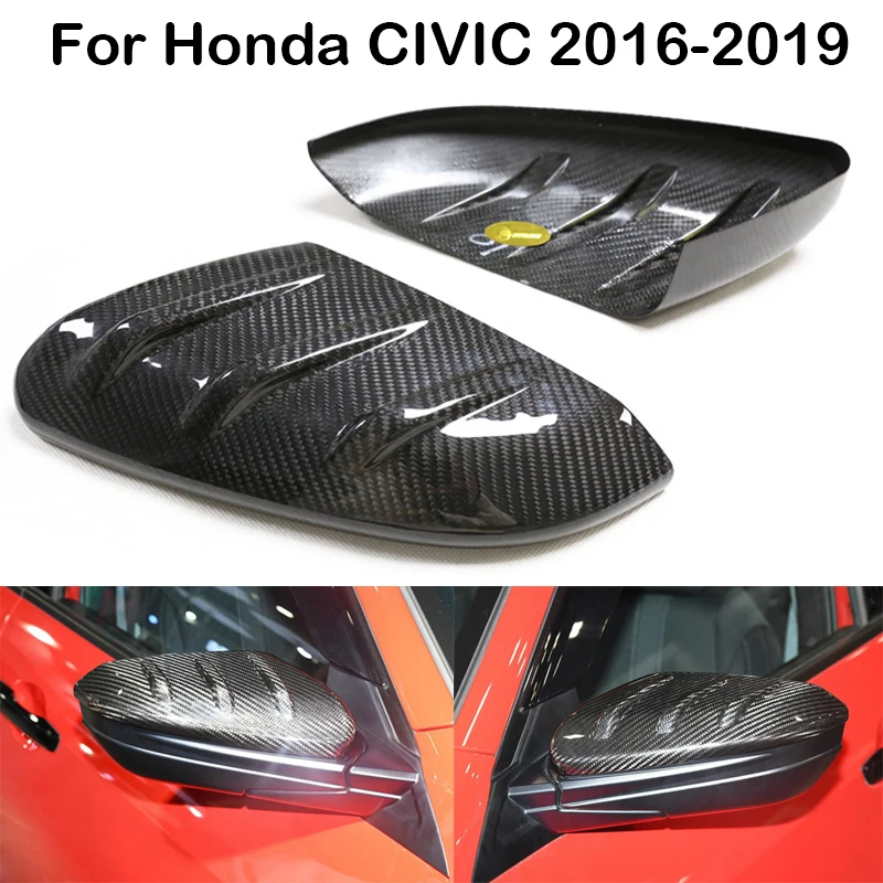 

For Honda Civic 2016-2020 Real Carbon Fiber Car Side Exterior Rearview Mirror Case Cover Trim Cap Add-on Auto parts accessories